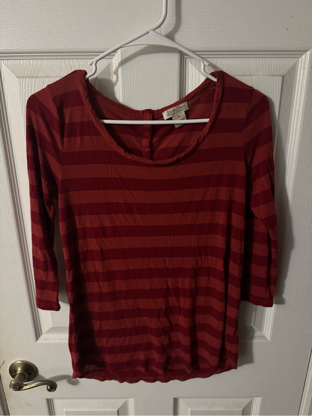Lucky Brand Striped Red Women's Scoop Neck Top size M